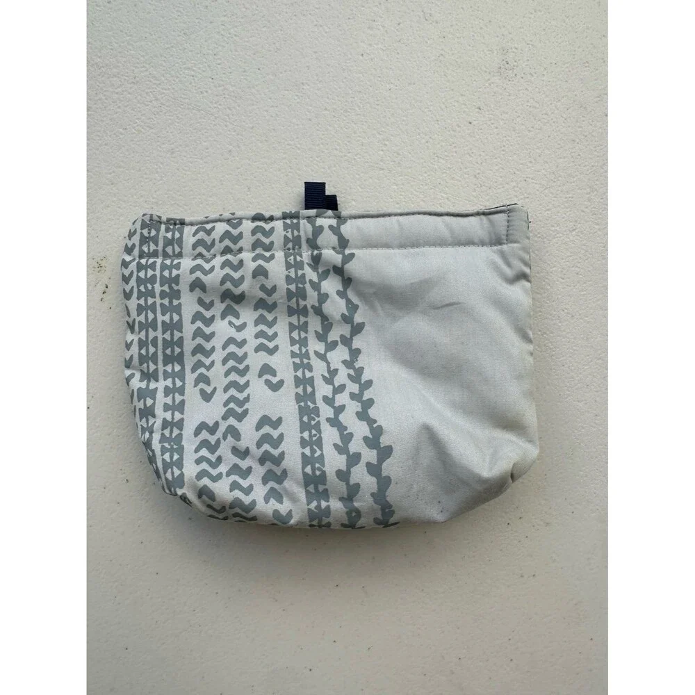 Handmade Hawaiian Sig Zane Gray Hook Loop Closure Nylon Lined Cosmetic Pouch